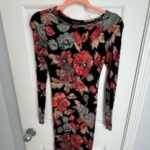 Floral printed long sleeve Topshop dress
